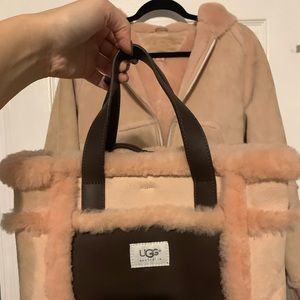 Pink girls Ugg jacket and matching purse with fur